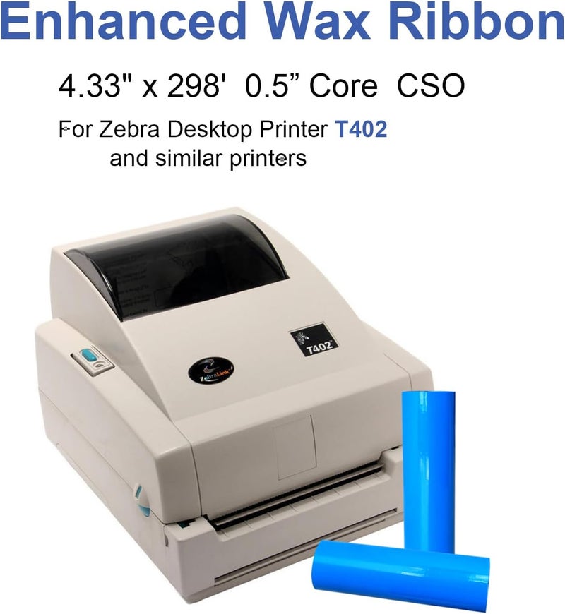Edraco 8 Rolls Desktop Thermal Transfer Ribbons -Enhanced Wax, 4.33" x 298'(110mm x 91m), 0.5” Core, for Zebra Desktop Printer - Image 4